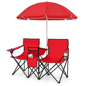 Cadeiras Dobráveis com Guarda‑Sol e Cooler Integrado - Conjunto Duo Luxo Outdoor BLACK FRIDAY