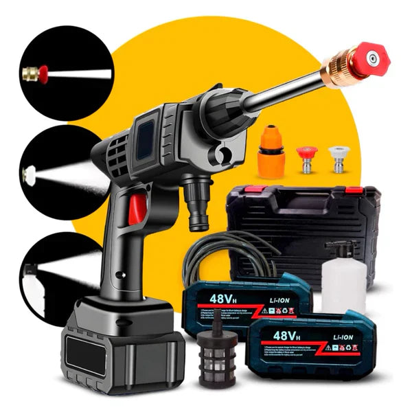 Lavadora de Alta Pressão Portátil Recarregável - 70 Bar de Potência para Carros, Fachadas e Jardins