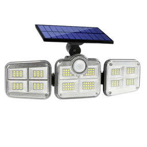 Refletor LED Solar com 3 Cabeças - Iluminação Automática com Sensor de Movimento