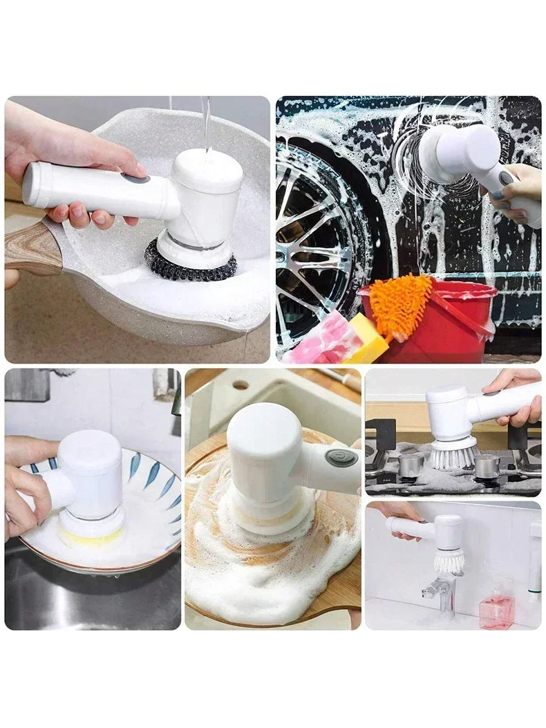 Escova Elétrica de Limpeza Portátil 5 em 1 Sem Fio | EasyClean – Limpador Multiuso para Cozinha e Banheiro