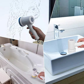 Escova Elétrica de Limpeza Portátil 5 em 1 Sem Fio | EasyClean – Limpador Multiuso para Cozinha e Banheiro