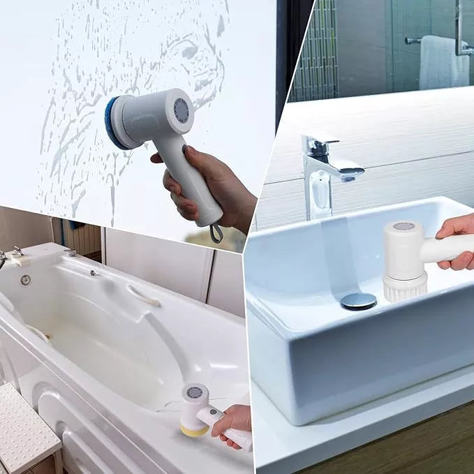 Escova Elétrica de Limpeza Portátil 5 em 1 Sem Fio | EasyClean – Limpador Multiuso para Cozinha e Banheiro