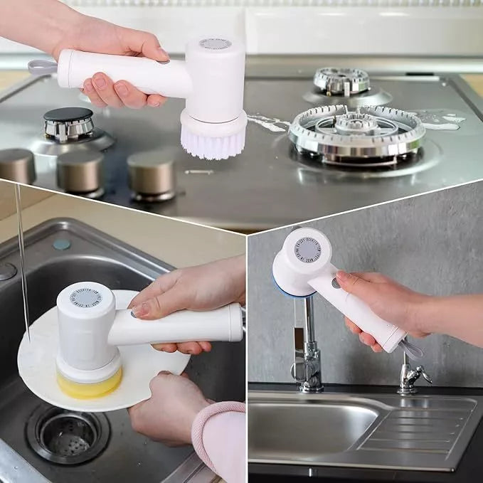 Escova Elétrica de Limpeza Portátil 5 em 1 Sem Fio | EasyClean – Limpador Multiuso para Cozinha e Banheiro