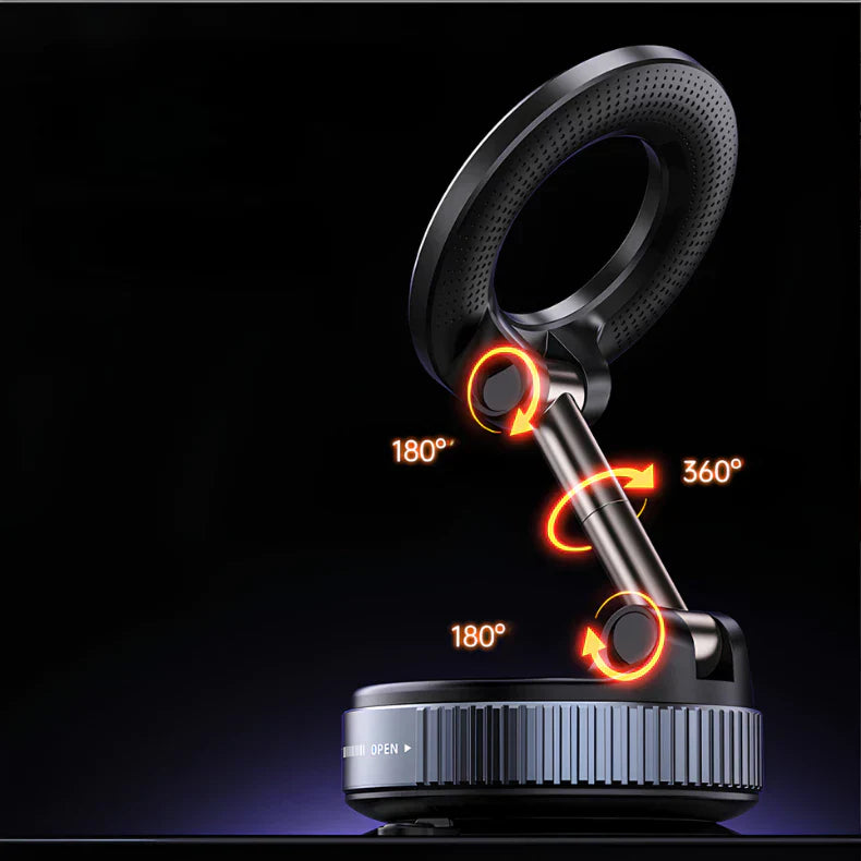 Suporte Magnético para Carro | Vaccum Magnet -  Fixação Prática e Ajuste 360° para Smartphones
