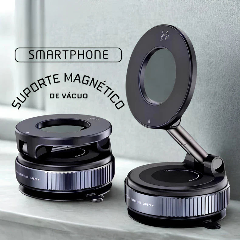 Suporte Magnético para Carro | Vaccum Magnet -  Fixação Prática e Ajuste 360° para Smartphones