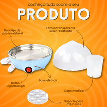 Cozedor de Ovos à Vapor Elétrico Portátil Automático 110V – Prático e Rápido