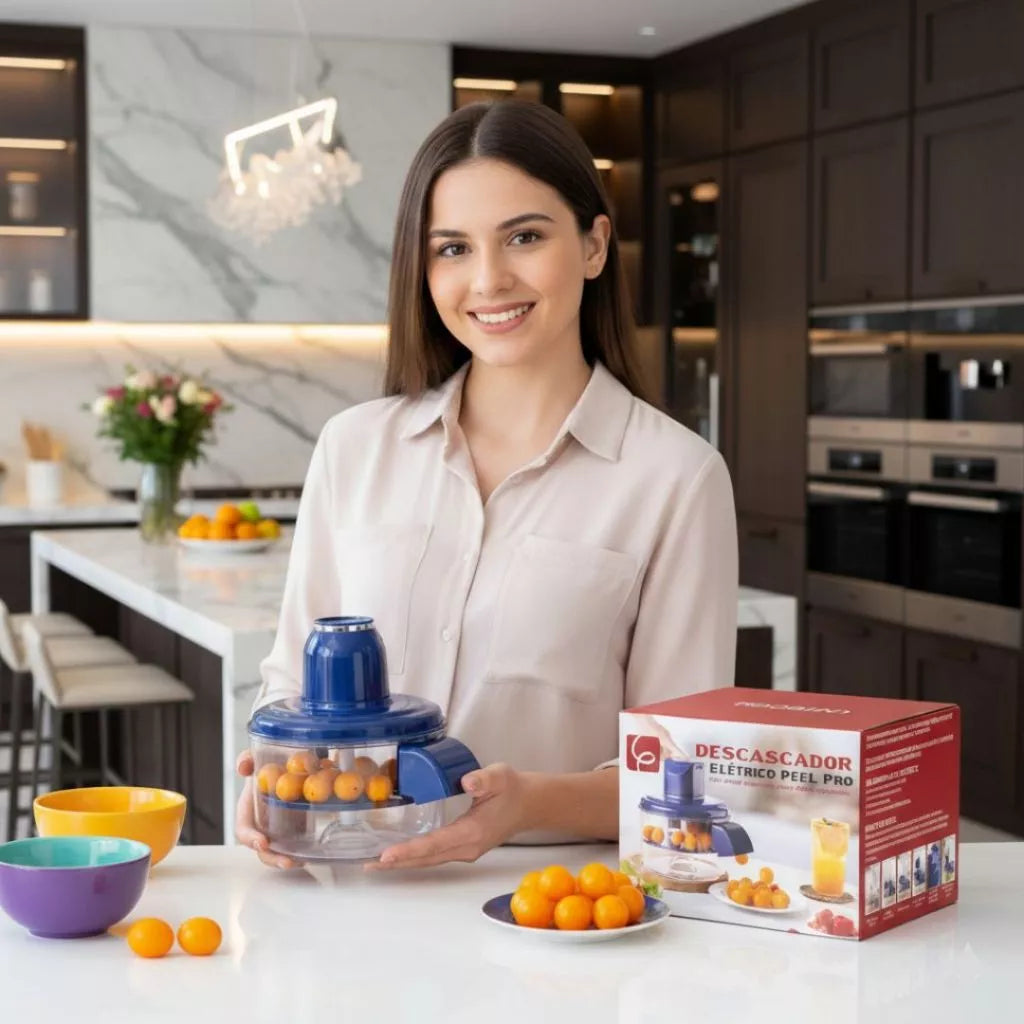 Descascador Elétrico Automático 3 em 1 – Para Uvas, Alho, Tomate e Frutas Pequenas