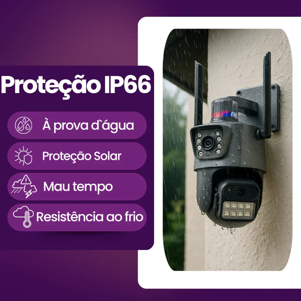 Câmera de Segurança Externa Dupla 4K 6MP com Sirene e Iluminação Integrada