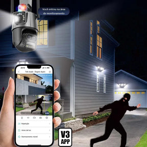 Câmera de Segurança Externa Dupla 4K 6MP com Sirene e Iluminação Integrada