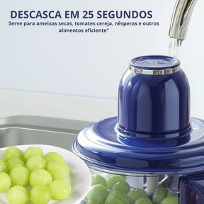 Descascador Elétrico Automático 3 em 1 – Para Uvas, Alho, Tomate e Frutas Pequenas